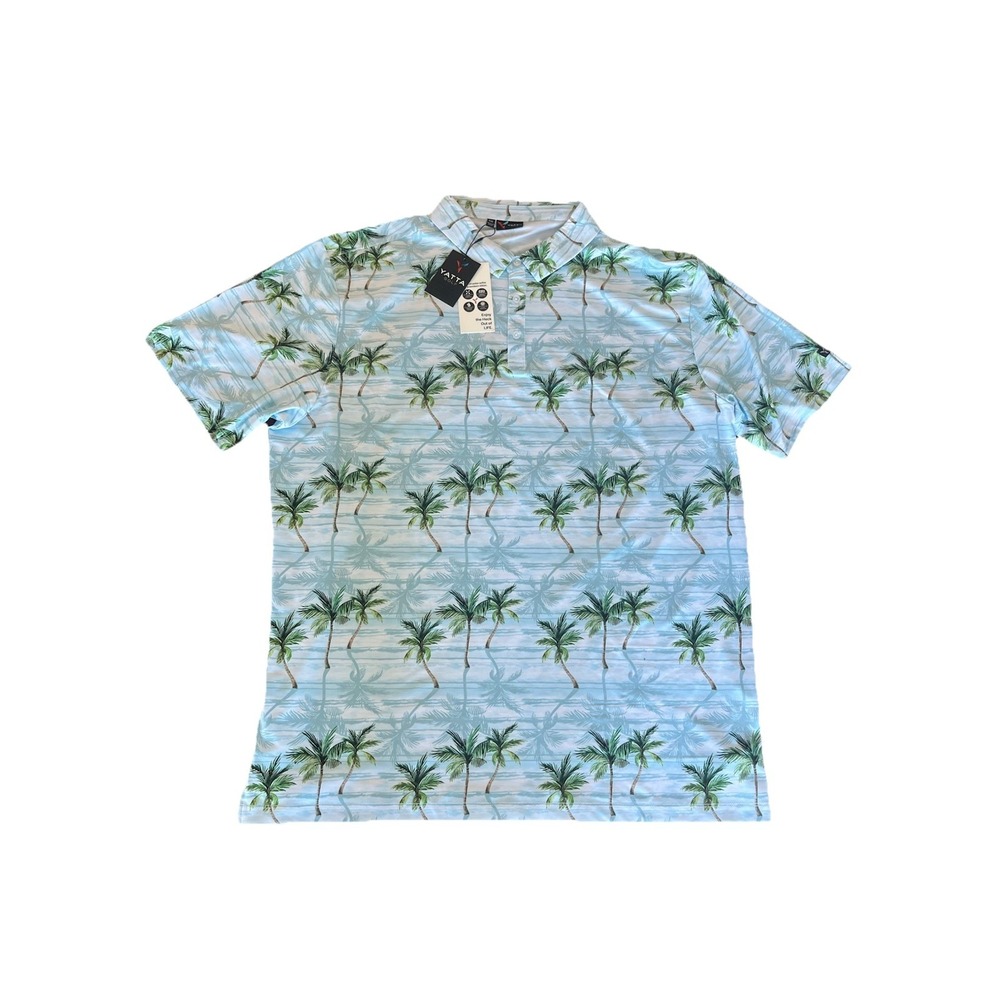 Yatta Golf Mens XXXXL 4XL Polo Shirt Green‎ Palm Trees Floral $50 MSRP NWT